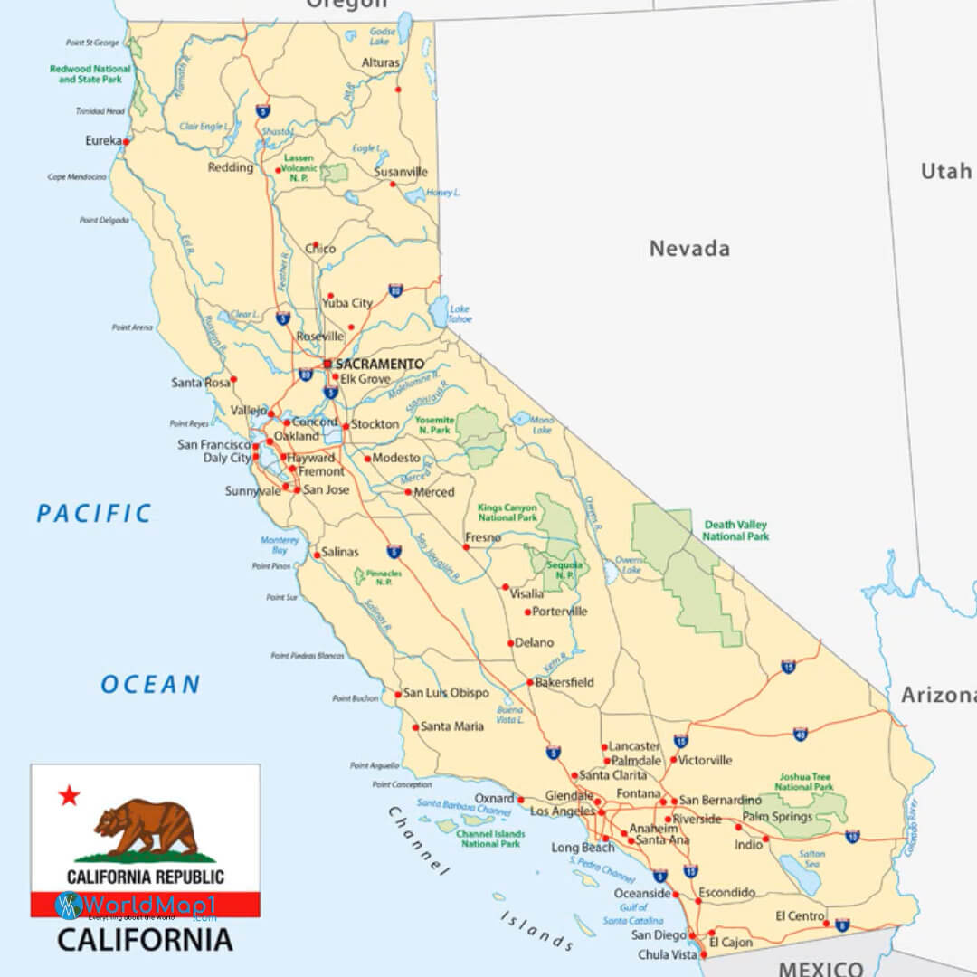 Map of North California with Sacramento